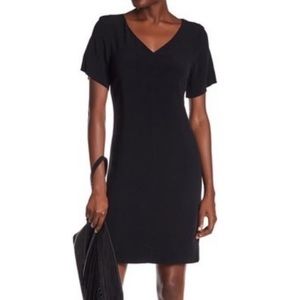 Sandro black V-neck open back dress
